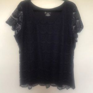 Lane Bryant navy blue lace front top
